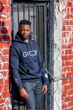 Load image into Gallery viewer, LISTEN, LEARN, & LOVE PREMIUM HOODIE (NAVY BLUE)