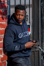 Load image into Gallery viewer, LISTEN, LEARN, &amp; LOVE PREMIUM HOODIE (NAVY BLUE)
